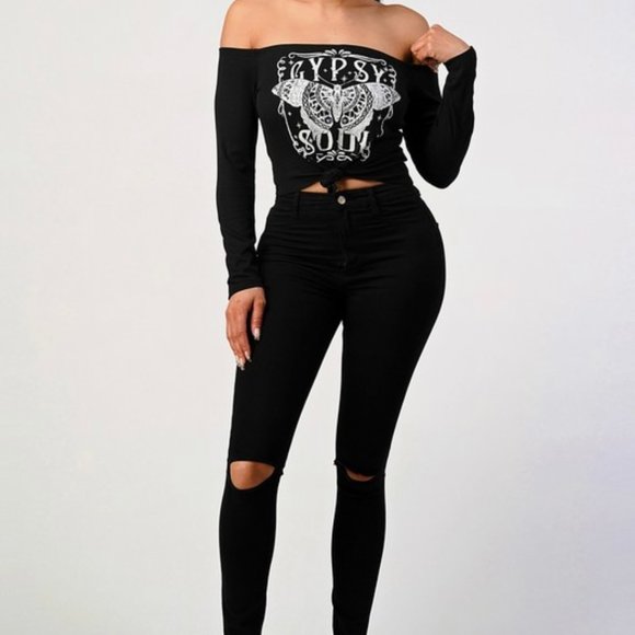 GYPSY SOUL OFF THE SHOULDER TOP WITH FRONT TIE - Picture 5 of 9